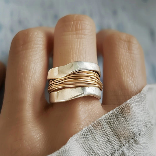 Bague en fil d'or argenté