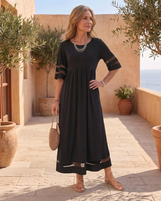 Cerelia | Robe midi à détails en maille et poches