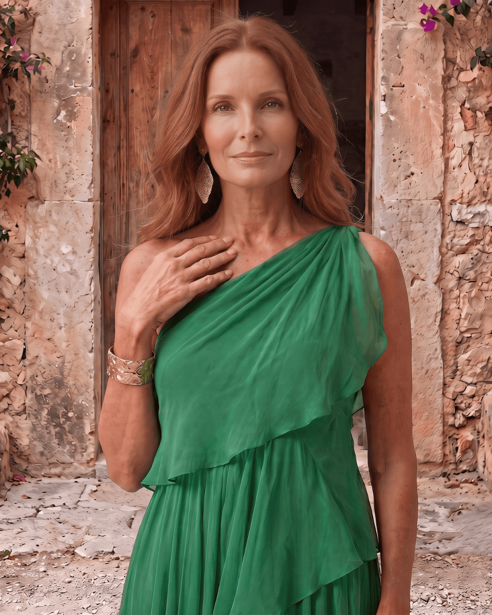 Lucía | Robe maxi en mousseline à une épaule