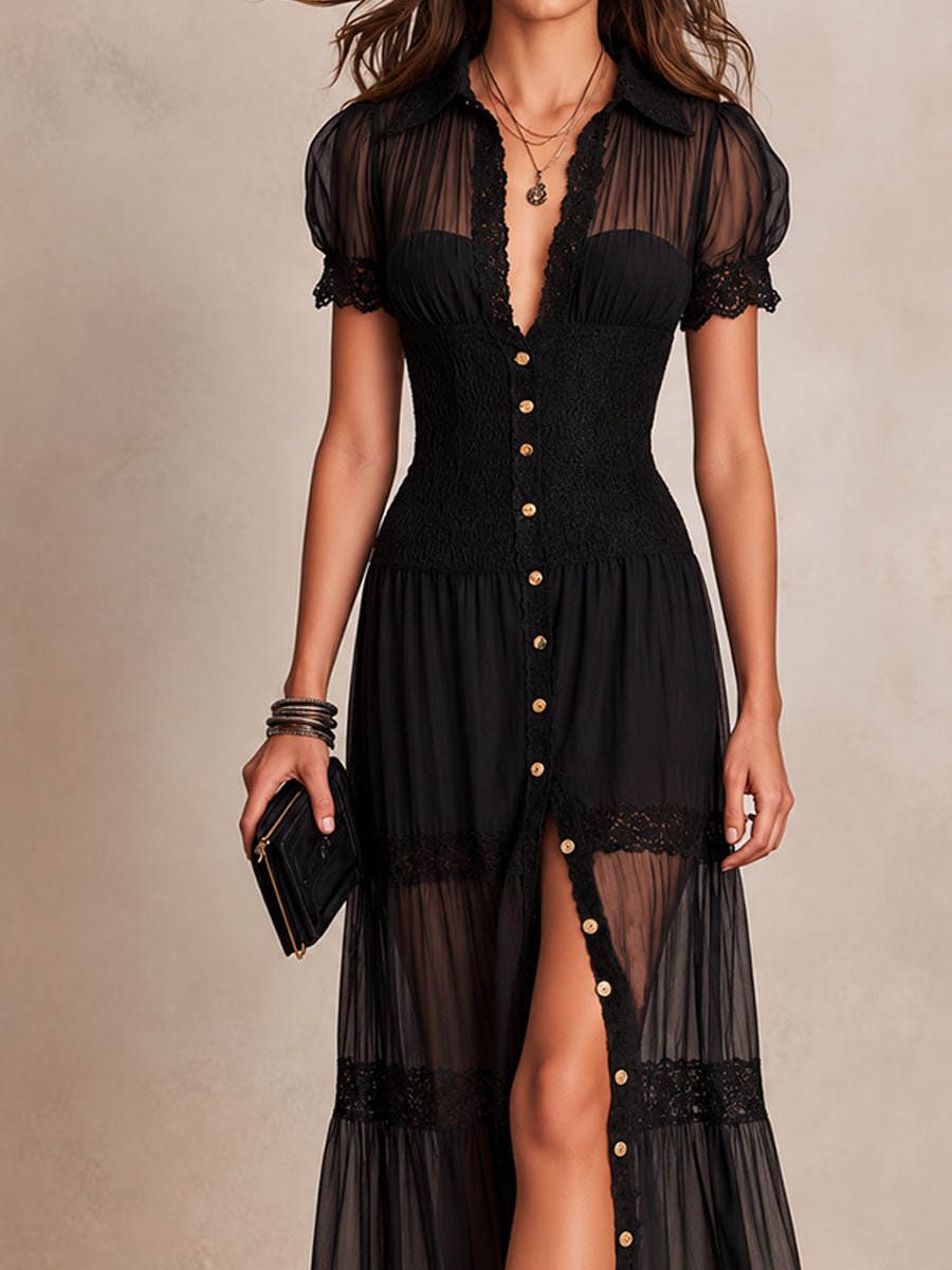 Victoria | Robe longue en dentelle vaporeuse