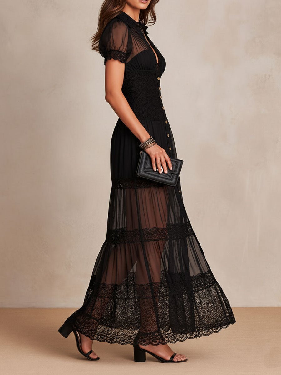 Victoria | Robe longue en dentelle vaporeuse