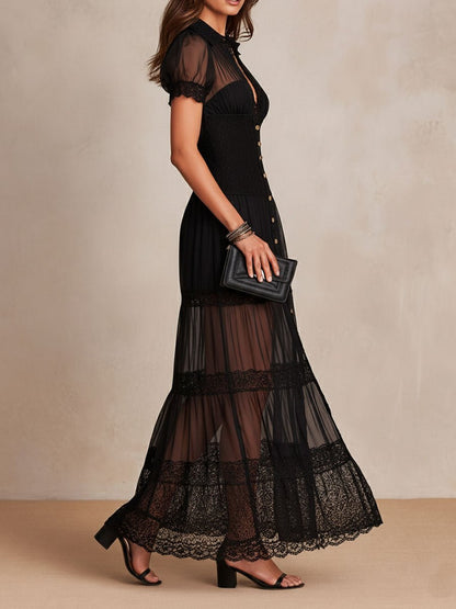 Victoria | Robe longue en dentelle vaporeuse
