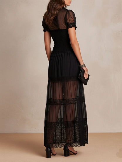 Victoria | Robe longue en dentelle vaporeuse