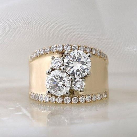 Bague vintage en zirconium brillant doré