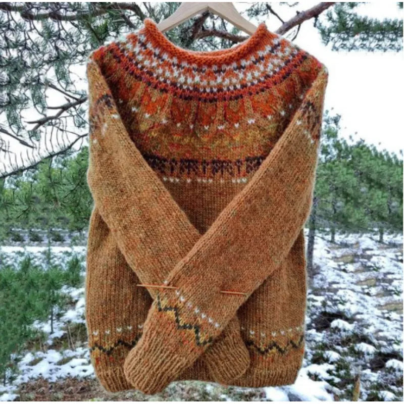 Islandais – Pull chaud avec détail d'épaule tissé traditionnellement