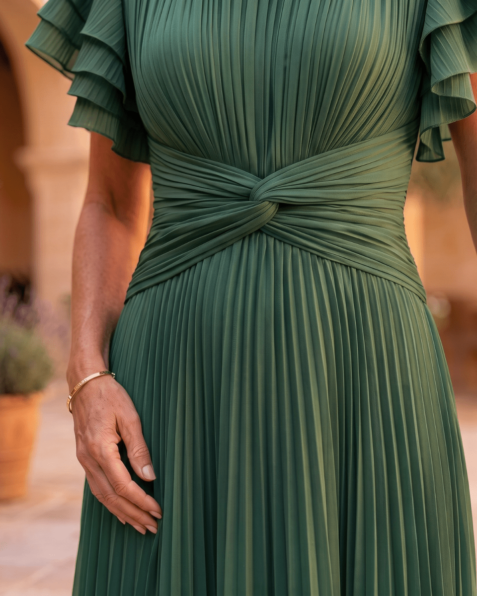 Valentina | Robe Maxi Plissée à Drapé Élégant