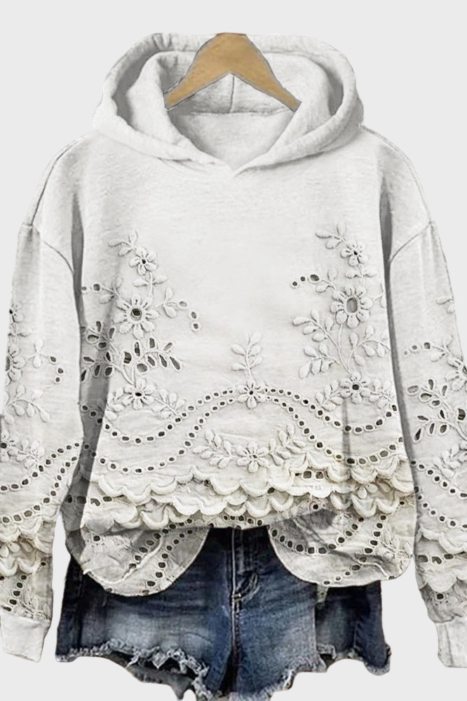 Sweat capuche dentelle