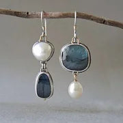 Boucles d'oreilles vintage en pierres naturelles bleues