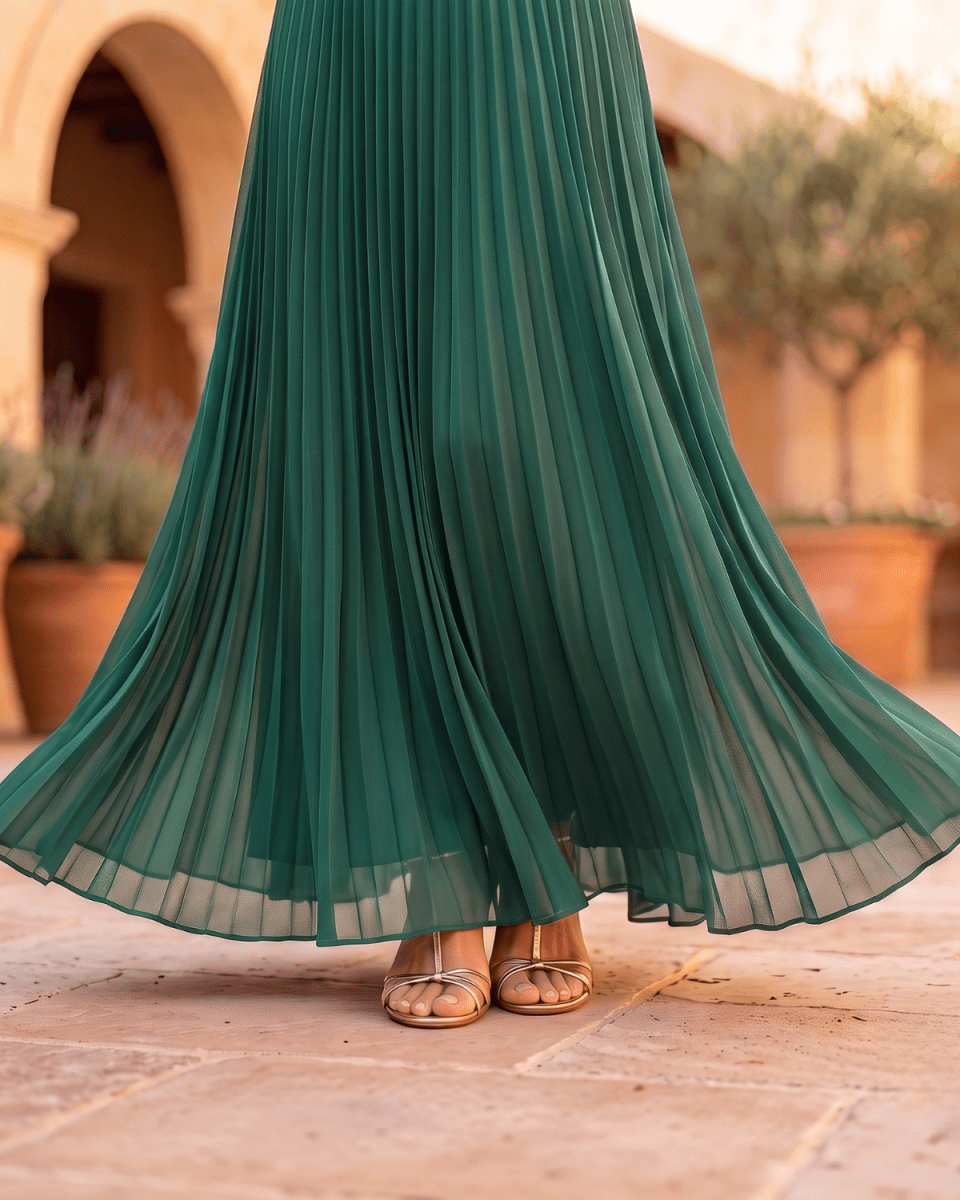 Valentina | Robe Maxi Plissée à Drapé Élégant