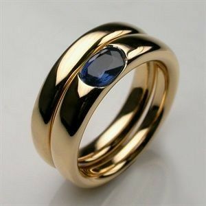 Bague vintage en or et zircon bleu