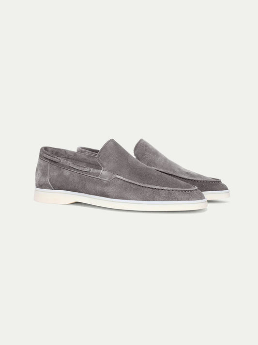 Mocassins de yacht en daim gris, légers et sans lacets pour hommes
