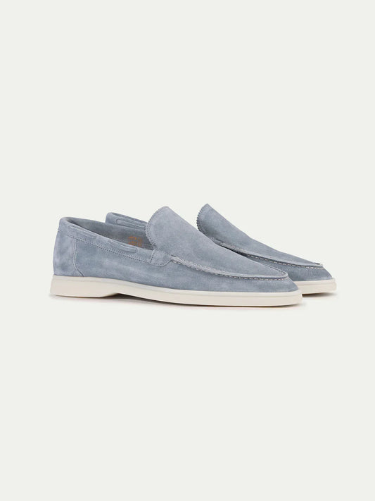 Mocassins en daim bleu clair sans lacets pour homme