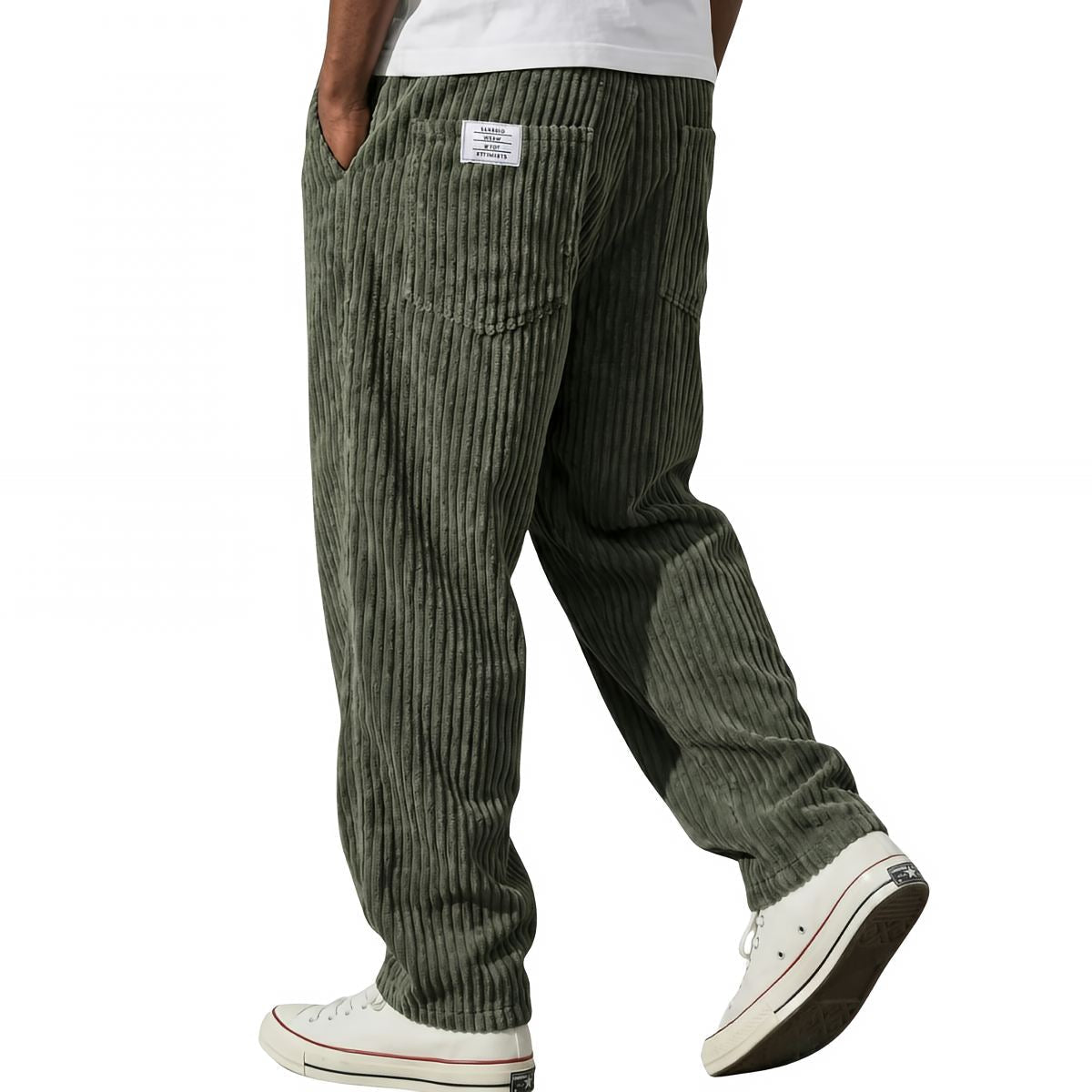 Pantalon en velours côtelé - Vert foncé