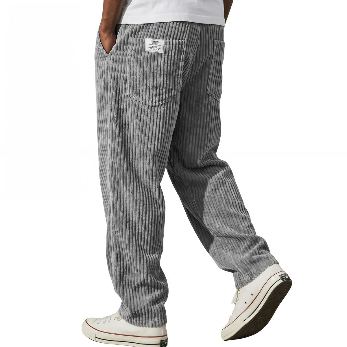 Pantalon en velours côtelé - Gris clair