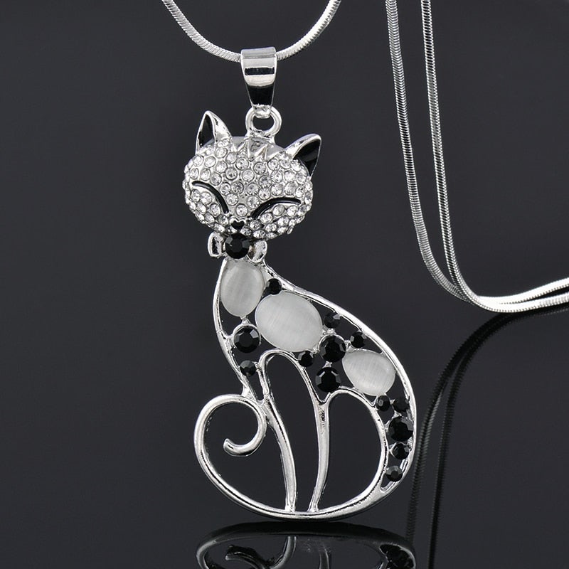 Collier en argent sterling Cats of Love avec zircon