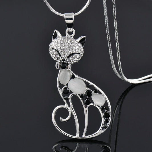 Collier en argent sterling Cats of Love avec zircon