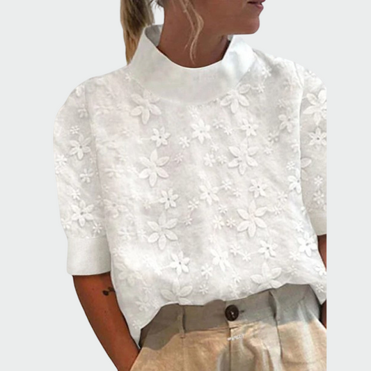 Chemise Brodée Col Haut