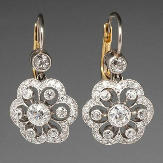 Boucles d'oreilles vintage en cristal-mandala