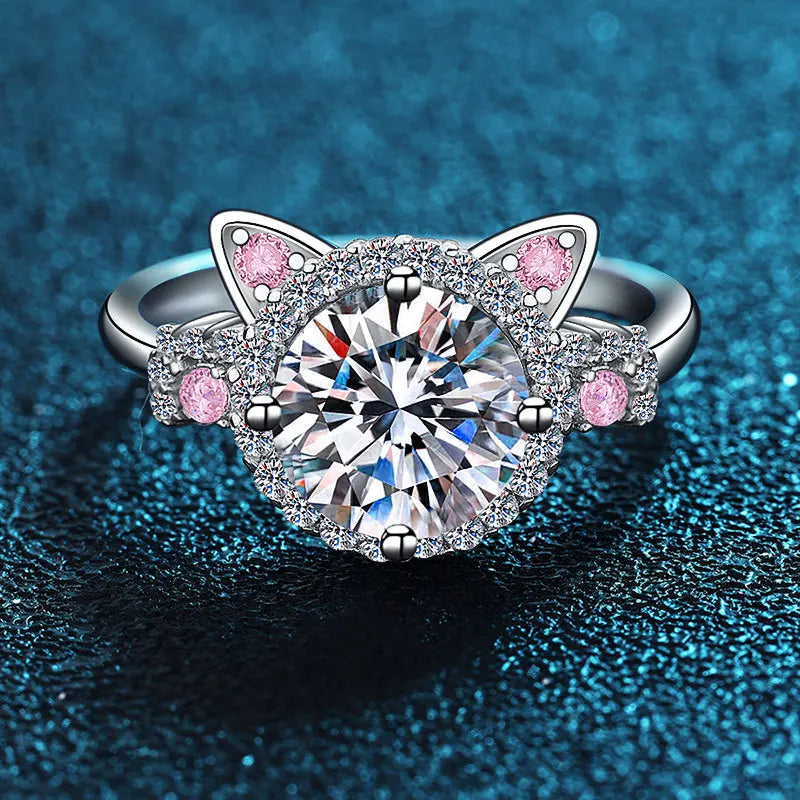 Boucles d'oreilles ajustables avec oreilles de chat et zirconium.