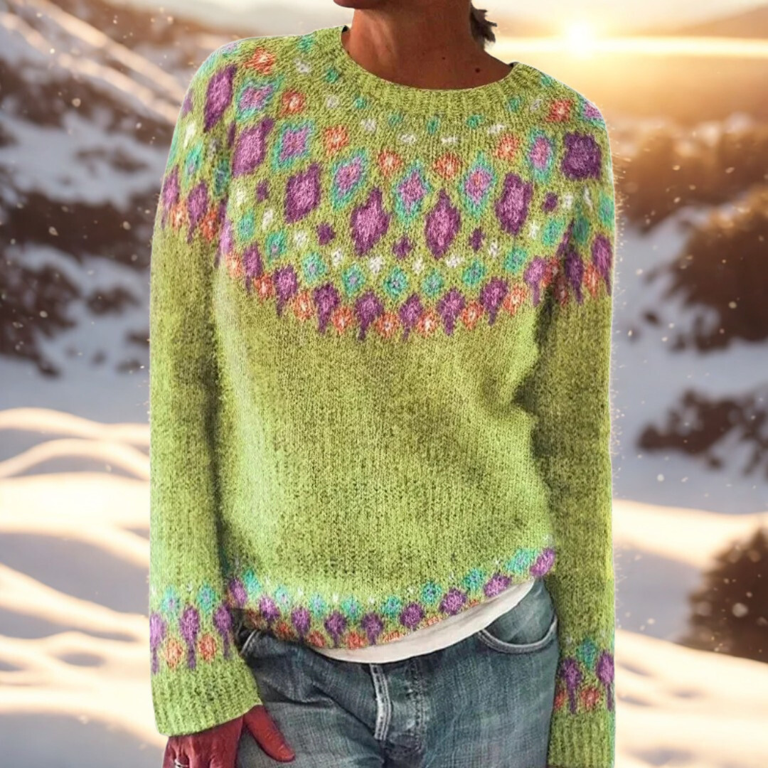 Matilda – Pull en maille confortable avec détail Fair Isle