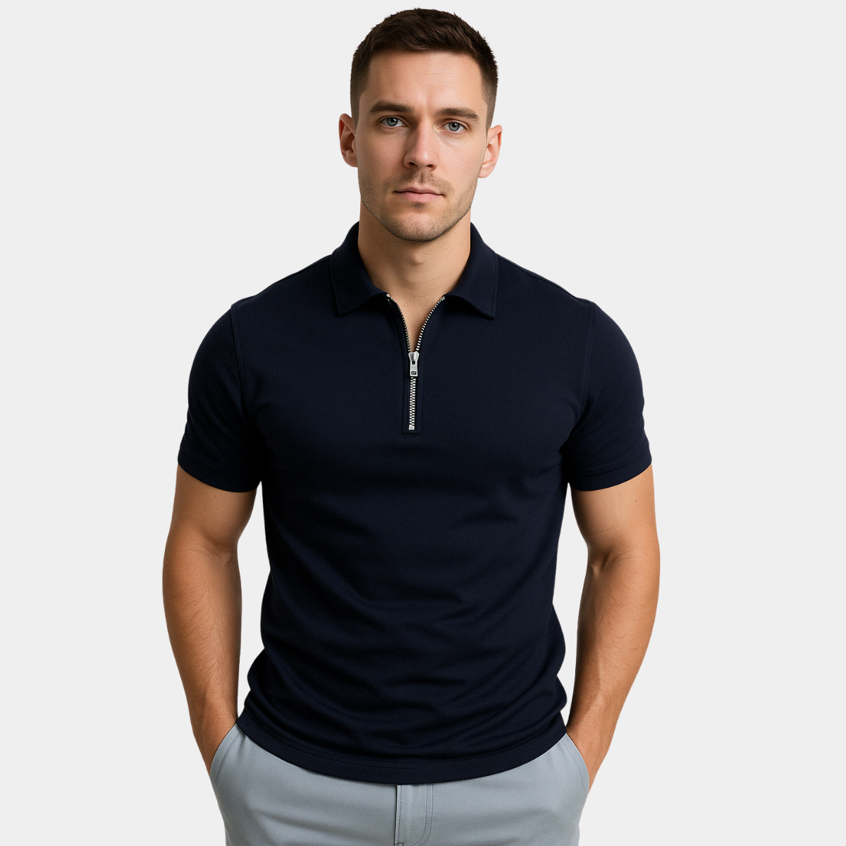 GREGORIO | POLO MODERNE AVEC ZIP MI-HAUT