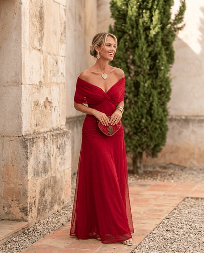 Robe maxi élégante pour soirée avec décolleté en cœur