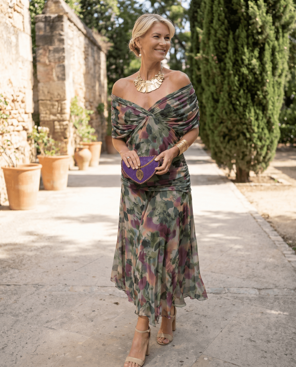 Robe maxi élégante pour soirée avec décolleté en cœur