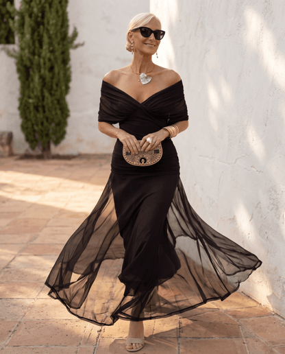 Robe maxi élégante pour soirée avec décolleté en cœur