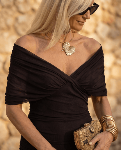 Robe maxi élégante pour soirée avec décolleté en cœur