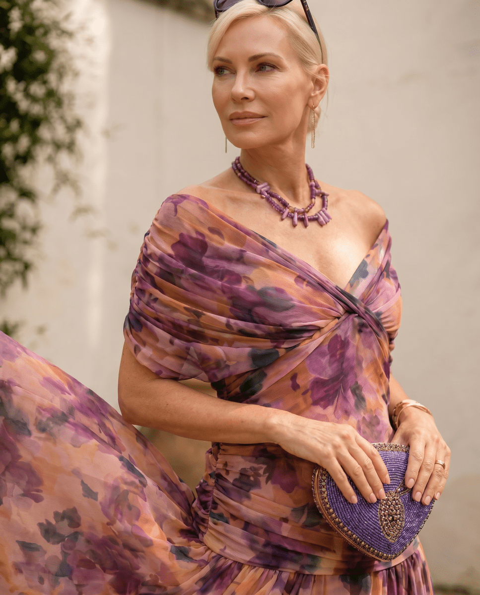 Robe maxi élégante pour soirée avec décolleté en cœur