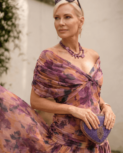 Robe maxi élégante pour soirée avec décolleté en cœur