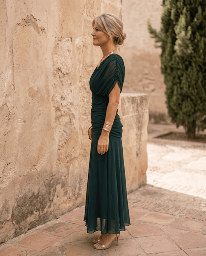 Robe maxi élégante pour soirée avec décolleté en cœur