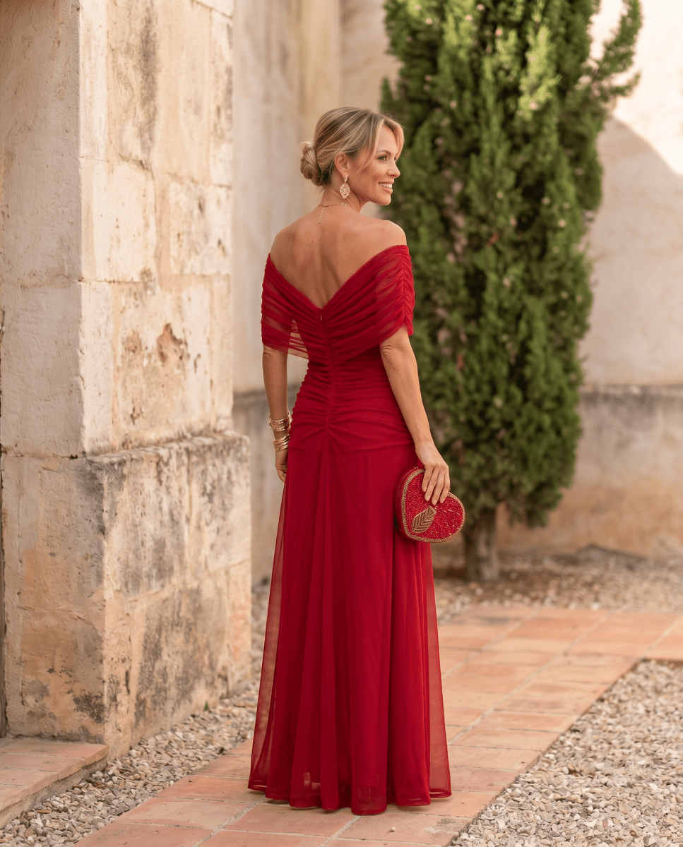 Robe maxi élégante pour soirée avec décolleté en cœur