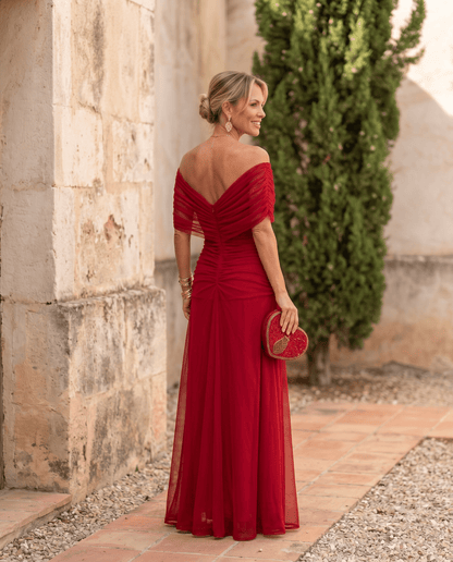 Robe maxi élégante pour soirée avec décolleté en cœur