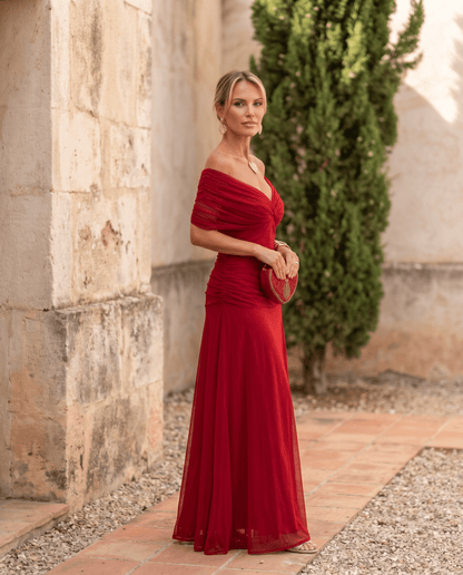 Robe maxi élégante pour soirée avec décolleté en cœur