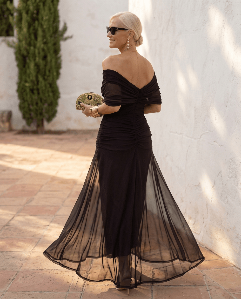 Robe maxi élégante pour soirée avec décolleté en cœur