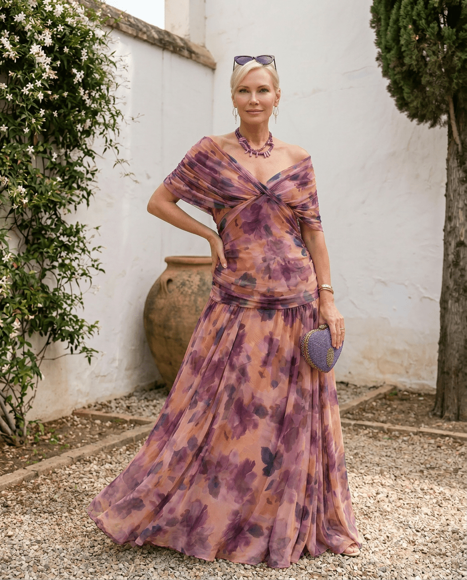 Robe maxi élégante pour soirée avec décolleté en cœur