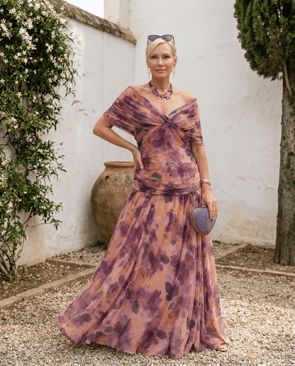 Robe maxi élégante pour soirée avec décolleté en cœur