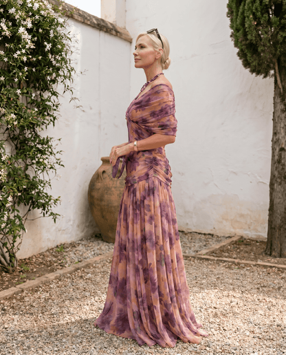 Robe maxi élégante pour soirée avec décolleté en cœur