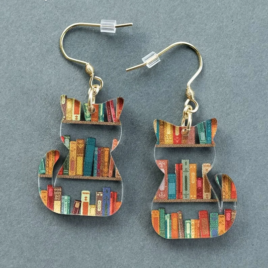 Boucles d'oreilles vintage avec un chat coloré