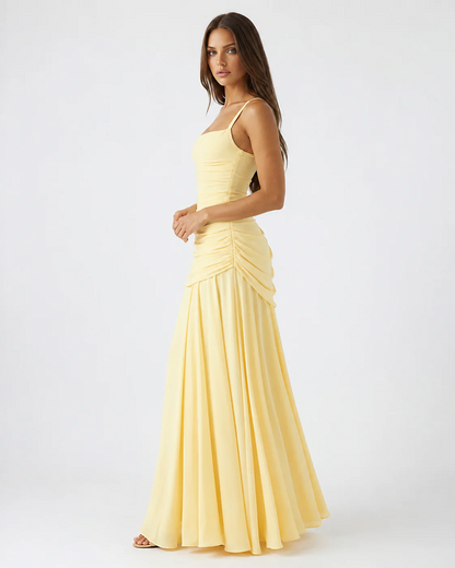 AINA | Vestido largo con escote cuadrado fruncido