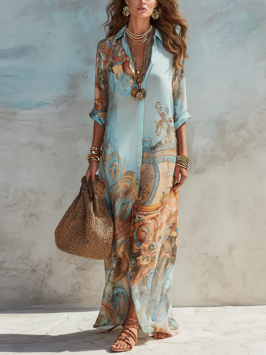 VALENTINA | Vestido tipo camisa Mediterráneo