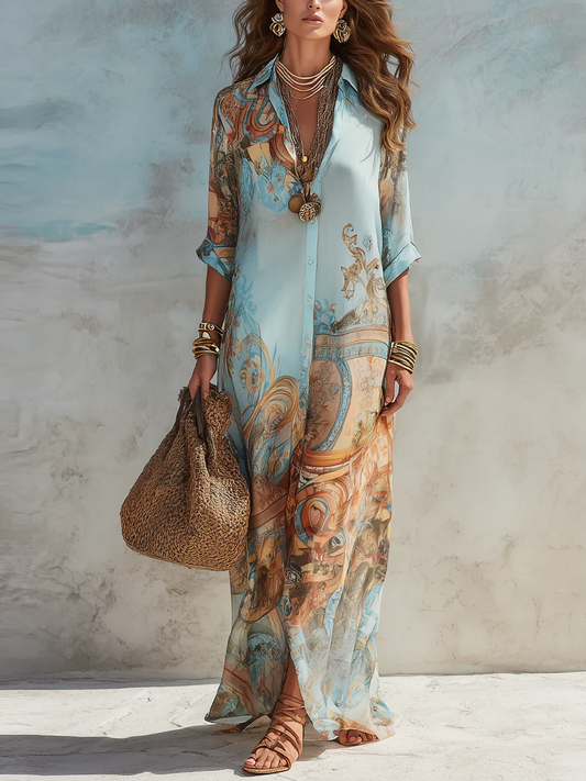 VALENTINA | Vestido tipo camisa Mediterráneo