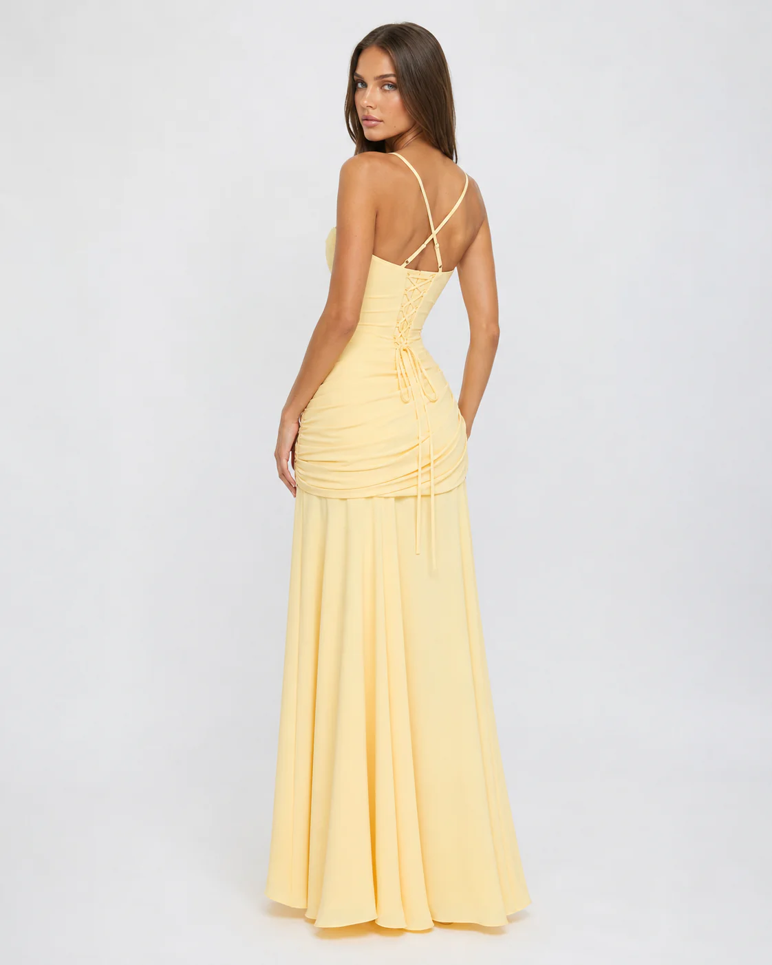 AINA | Vestido largo con escote cuadrado fruncido