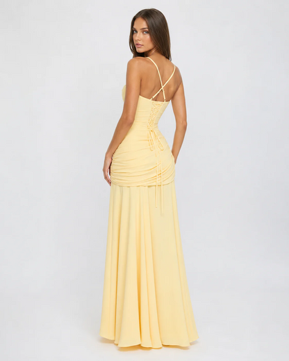 AINA | Vestido largo con escote cuadrado fruncido