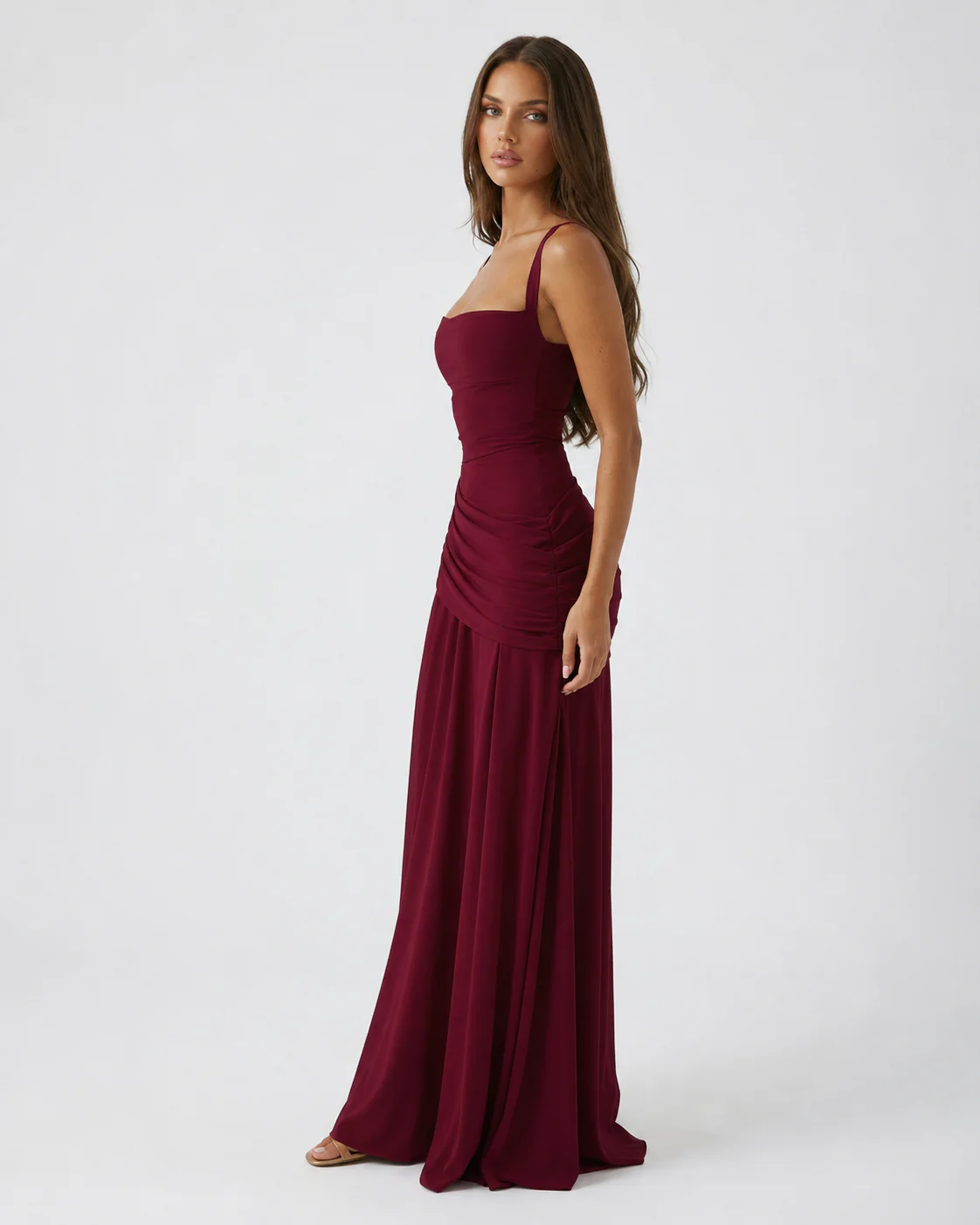 AINA | Vestido largo con escote cuadrado fruncido