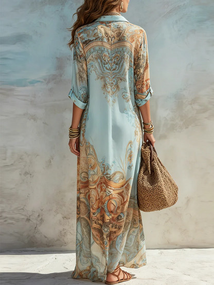 VALENTINA | Vestido tipo camisa Mediterráneo