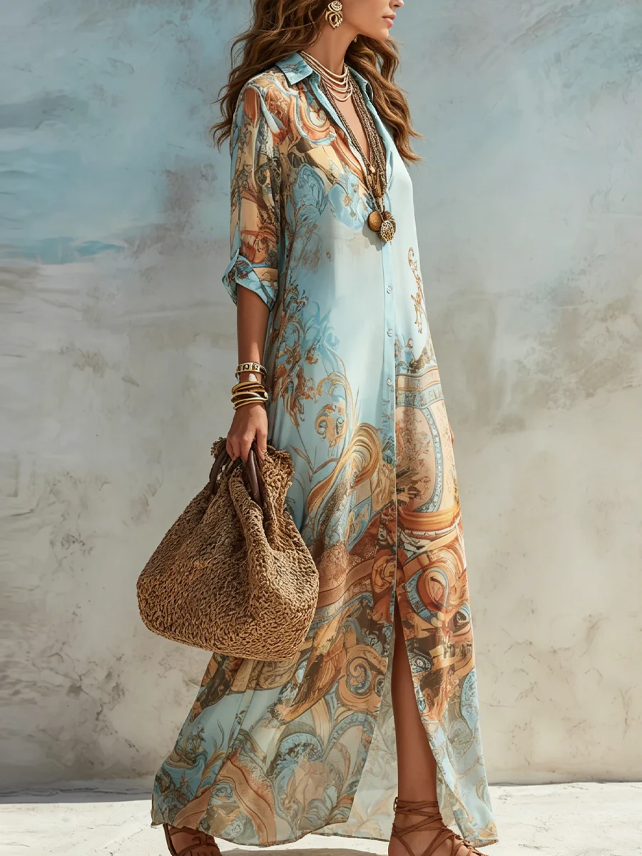 VALENTINA | Vestido tipo camisa Mediterráneo