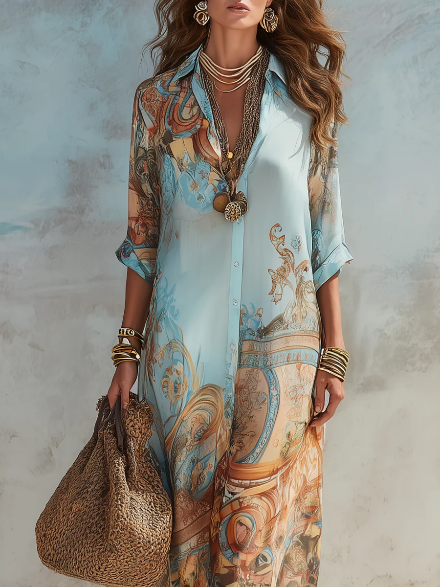 VALENTINA | Vestido tipo camisa Mediterráneo