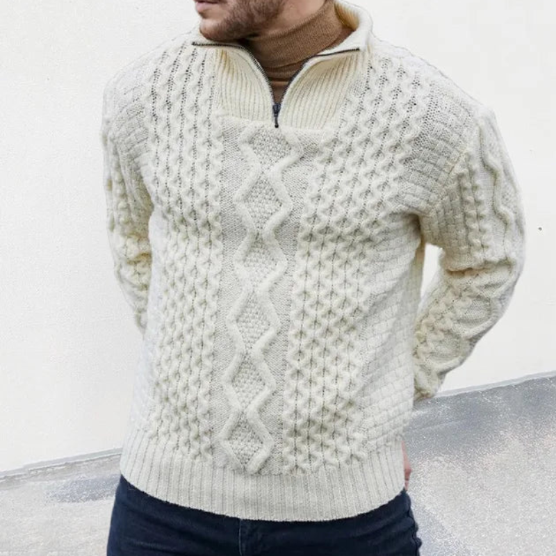 Quinn | Pull à col roulé zippé en maille pour homme